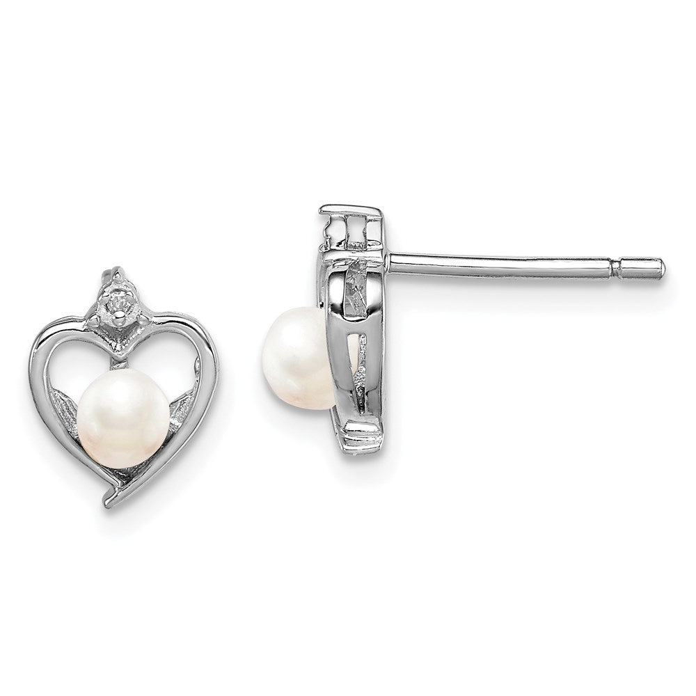 Sterlingsilber Rhodiniert Fw Zuchtperle & Diamant. Ohrringe