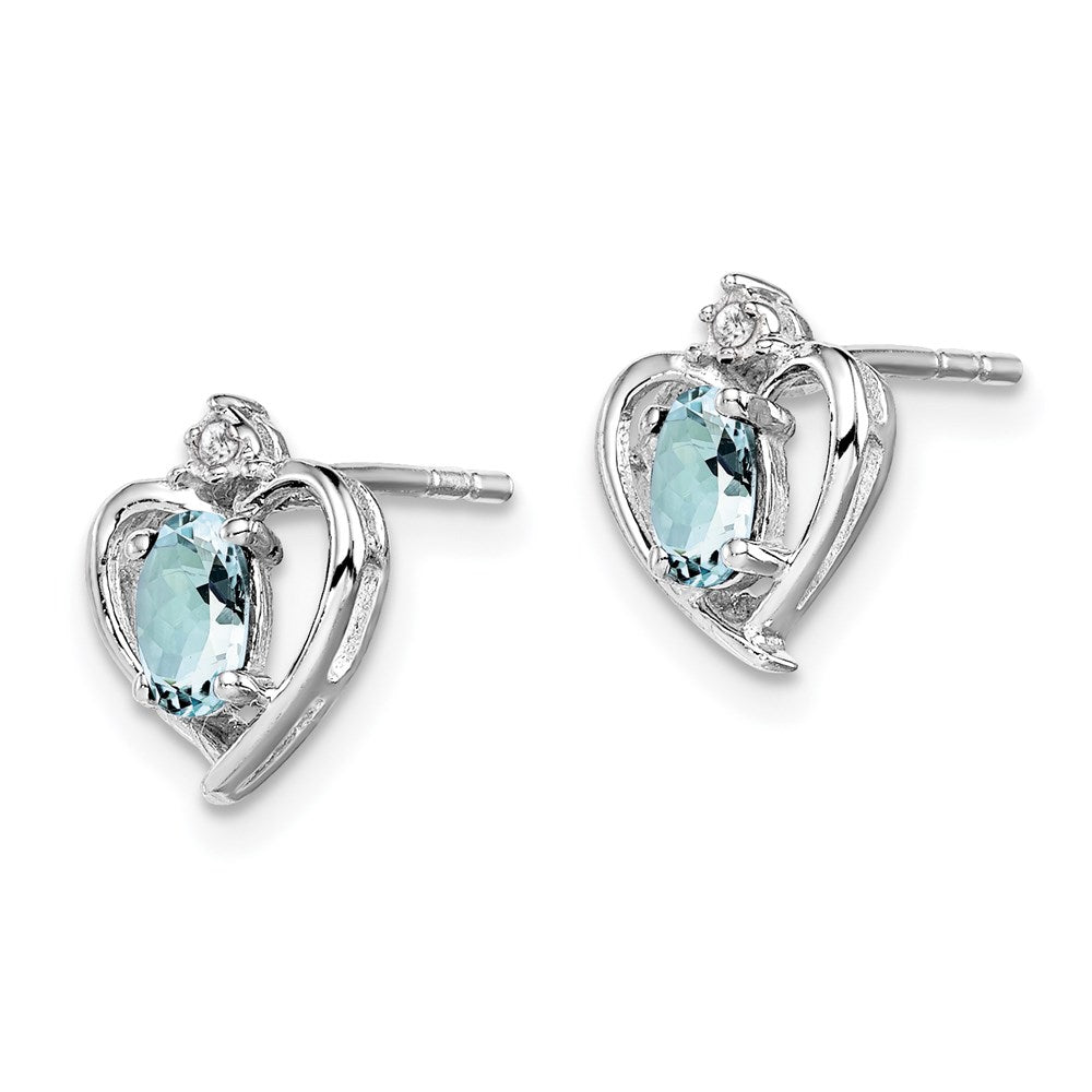 Sterlingsilber Rhodiniert Aquamarin & Diamant. Ohrringe