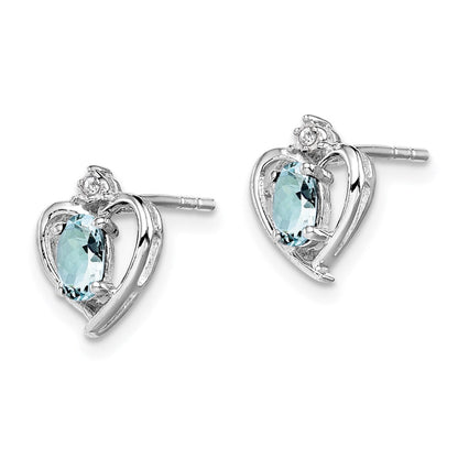 Sterlingsilber Rhodiniert Aquamarin & Diamant. Ohrringe