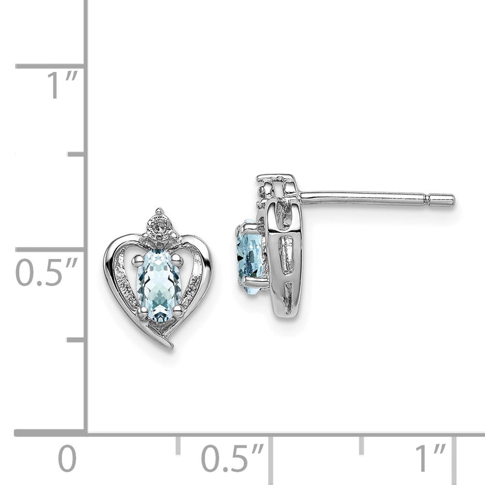 Sterlingsilber Rhodiniert Aquamarin & Diamant. Ohrringe
