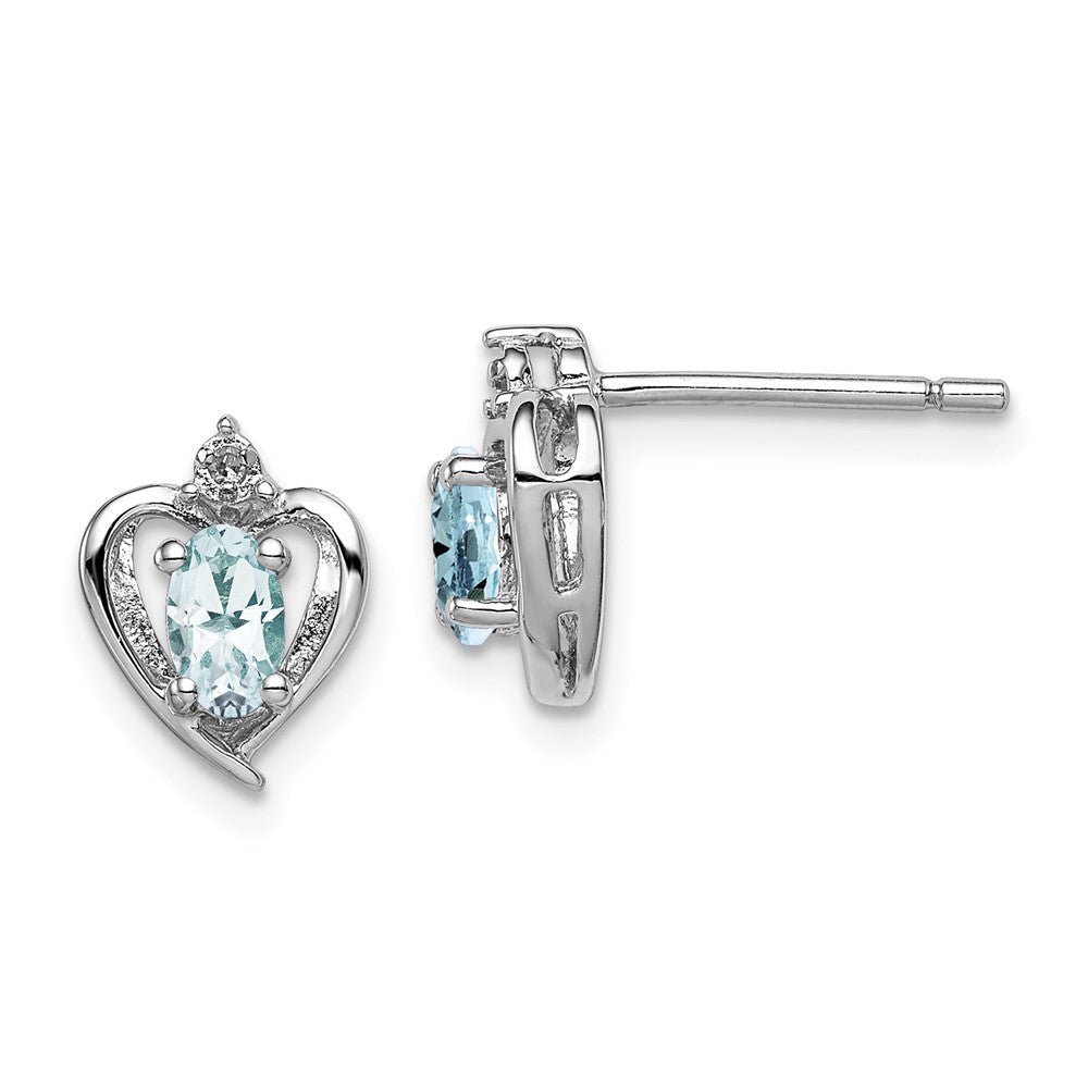 Sterlingsilber Rhodiniert Aquamarin & Diamant. Ohrringe