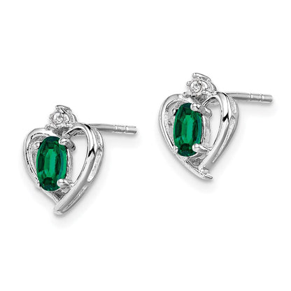 Sterlingsilber Rhodiniert Erzeugt Smaragd & Diamant. Ohrringe