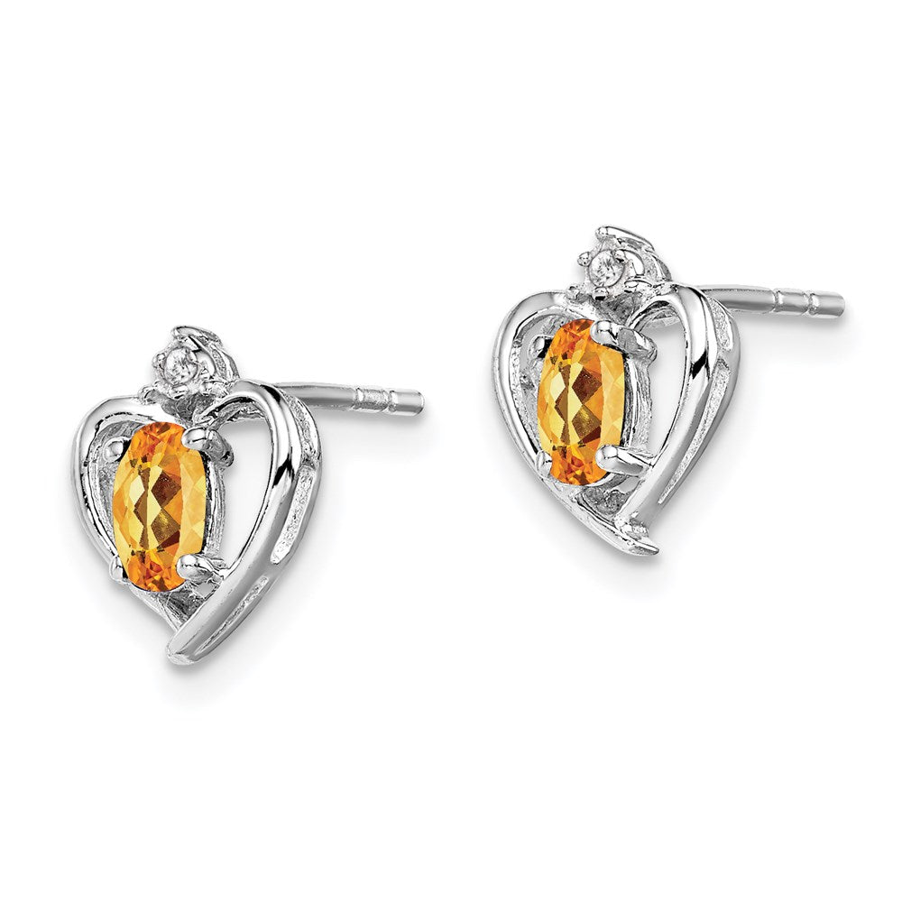 Sterlingsilber Rhodiniert Citrin & Diamant. Ohrringe