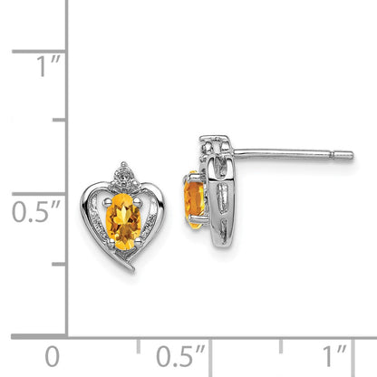 Sterlingsilber Rhodiniert Citrin & Diamant. Ohrringe