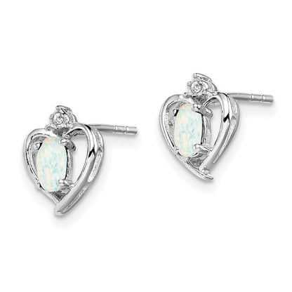 Sterlingsilber Rhodiniert Erzeugt Opal & Diamant. Ohrringe