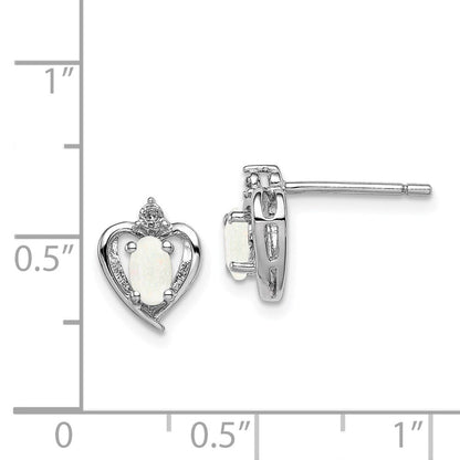 Sterlingsilber Rhodiniert Erzeugt Opal & Diamant. Ohrringe