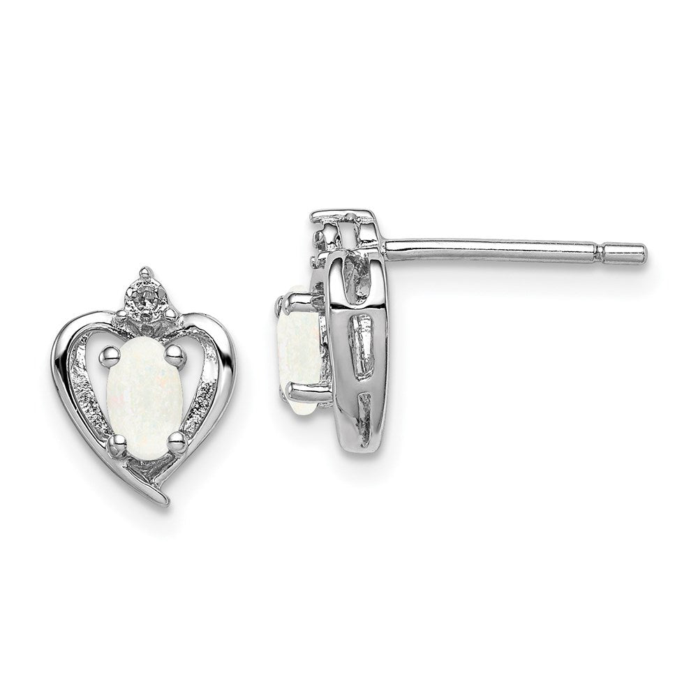 Sterlingsilber Rhodiniert Erzeugt Opal & Diamant. Ohrringe