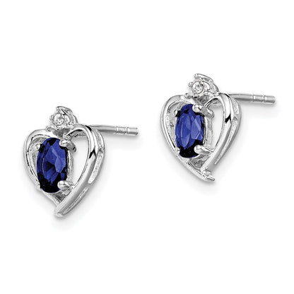 Sterlingsilber Rhodiniert Erzeugt Saphir & Diamant. Ohrringe
