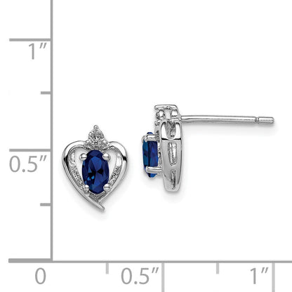 Sterlingsilber Rhodiniert Erzeugt Saphir & Diamant. Ohrringe