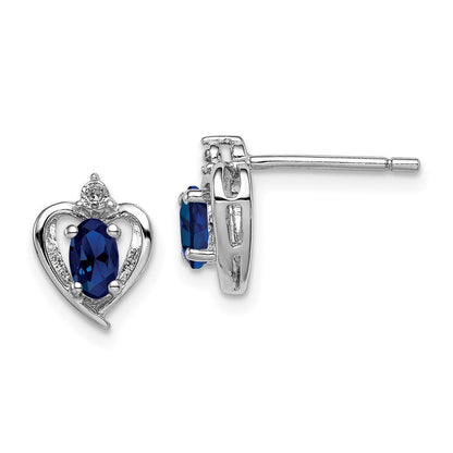 Sterlingsilber Rhodiniert Erzeugt Saphir & Diamant. Ohrringe
