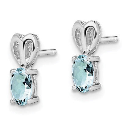 Sterlingsilber Rhodiniert Aquamarin Ohrringe