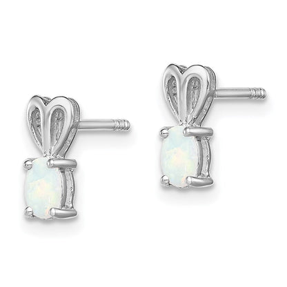 Sterlingsilber Rhodiniert Erzeugt Opal Ohrringe