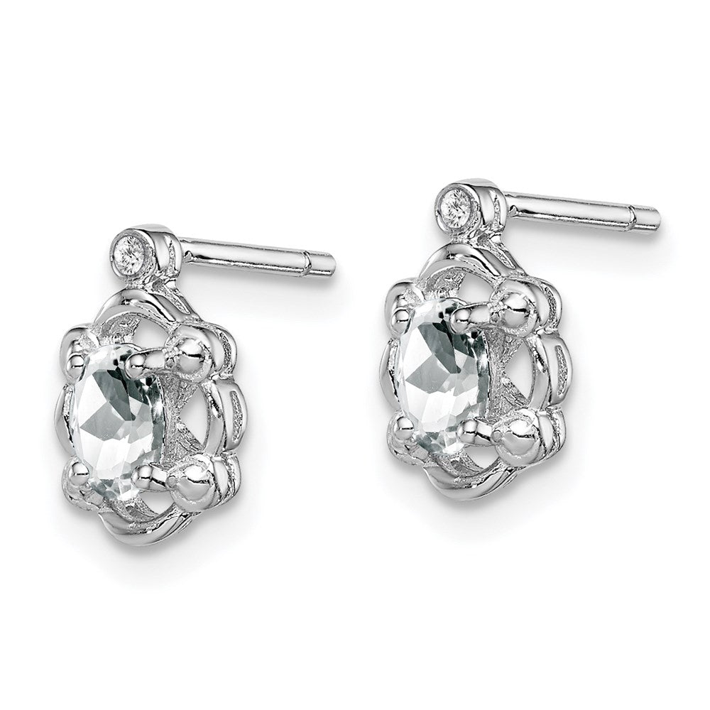 Sterlingsilber Rhodiniert Weiß Topas & Diamant. Ohrringe