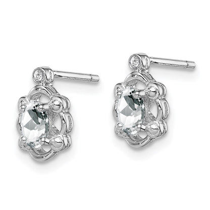 Sterlingsilber Rhodiniert Weiß Topas & Diamant. Ohrringe