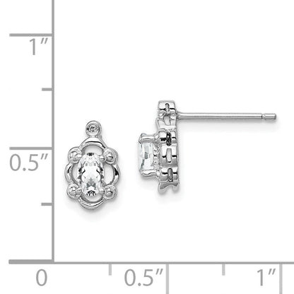 Sterlingsilber Rhodiniert Weiß Topas & Diamant. Ohrringe