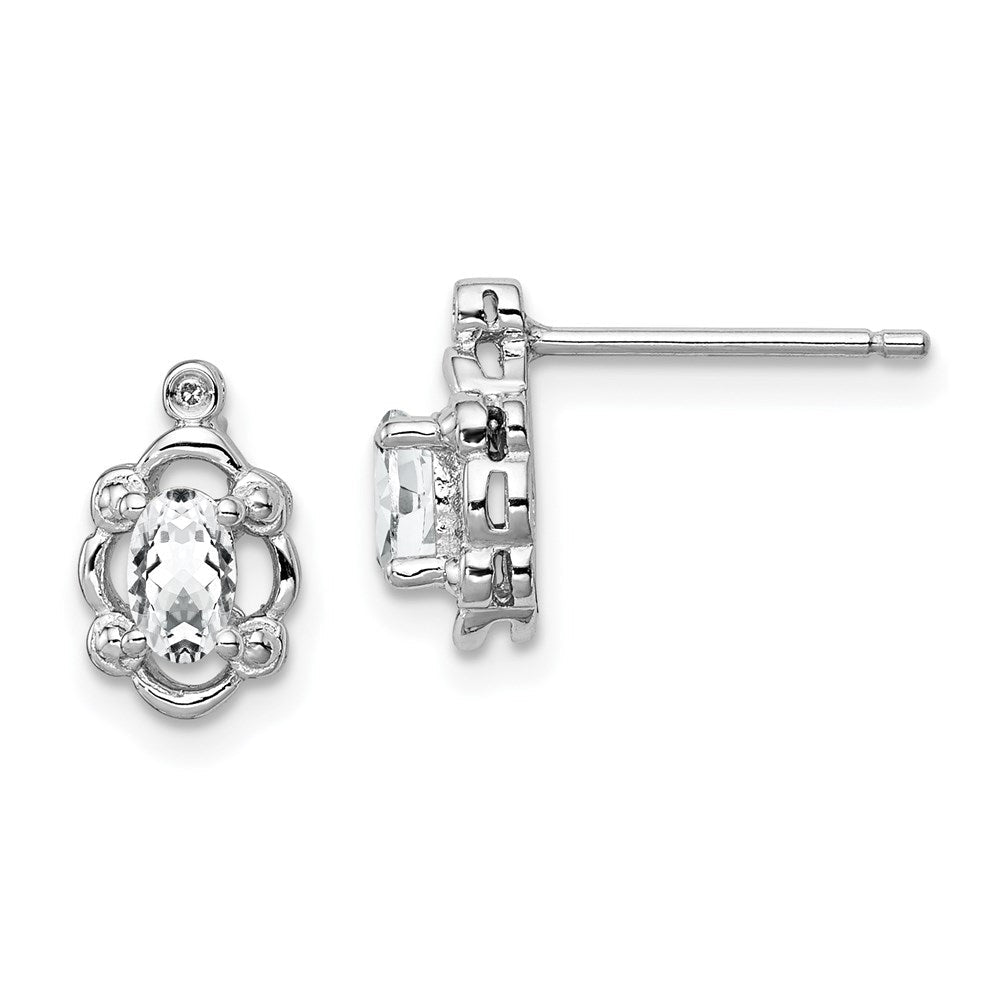 Sterlingsilber Rhodiniert Weiß Topas & Diamant. Ohrringe