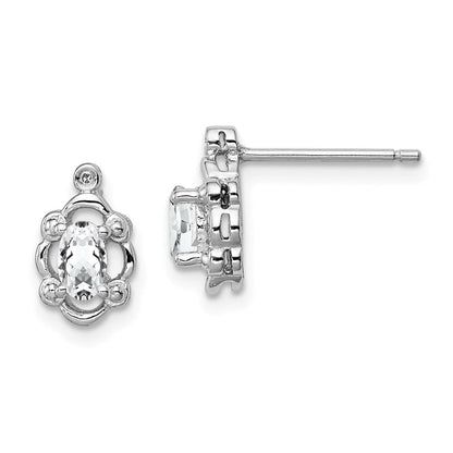 Sterlingsilber Rhodiniert Weiß Topas & Diamant. Ohrringe