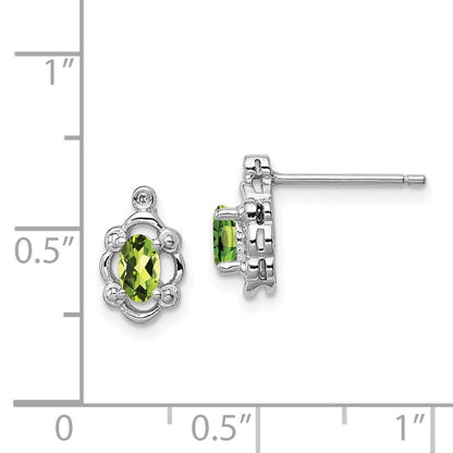 Sterlingsilber Rhodiniert Peridot & Diamant. Ohrringe