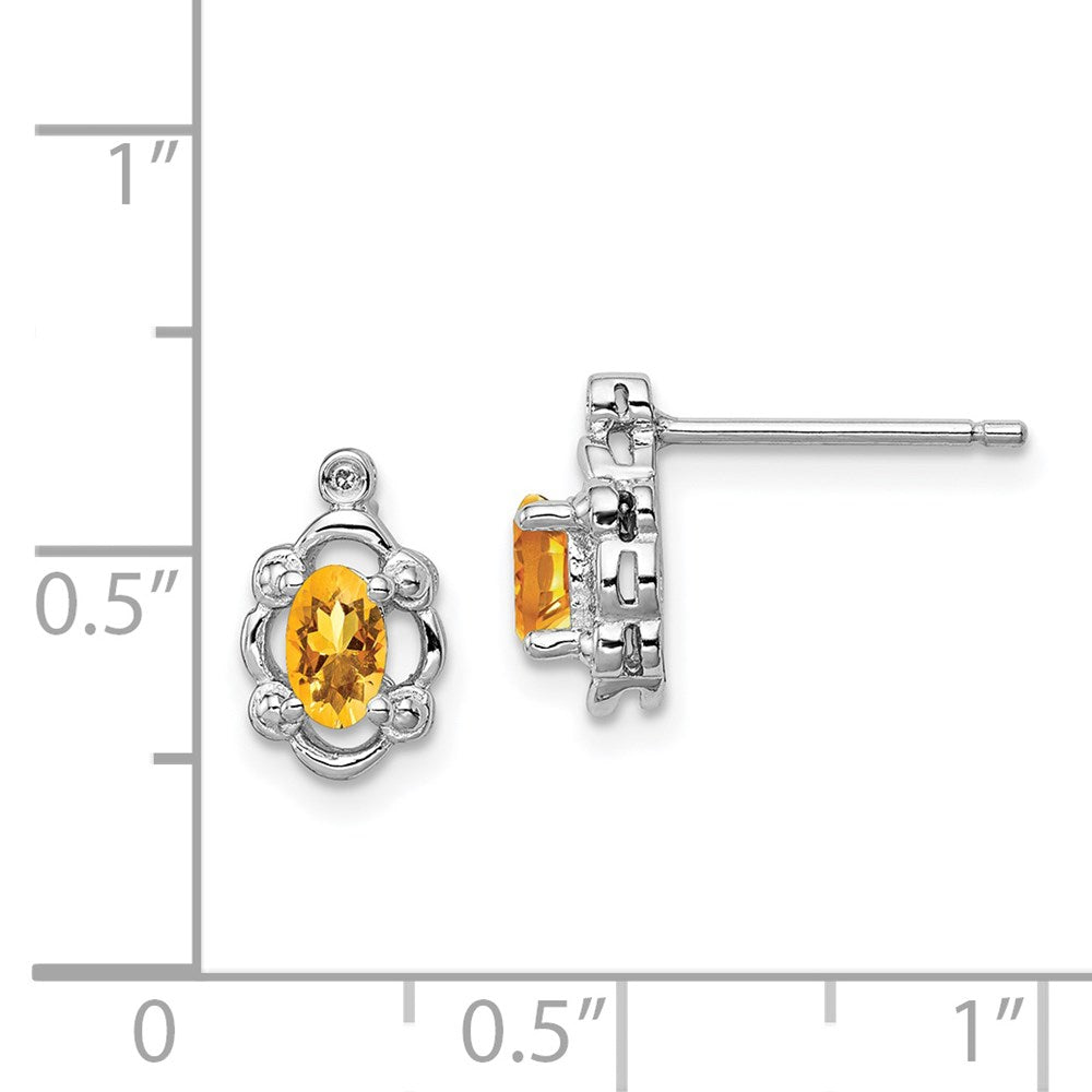 Sterlingsilber Rhodiniert Citrin & Diamant. Ohrringe