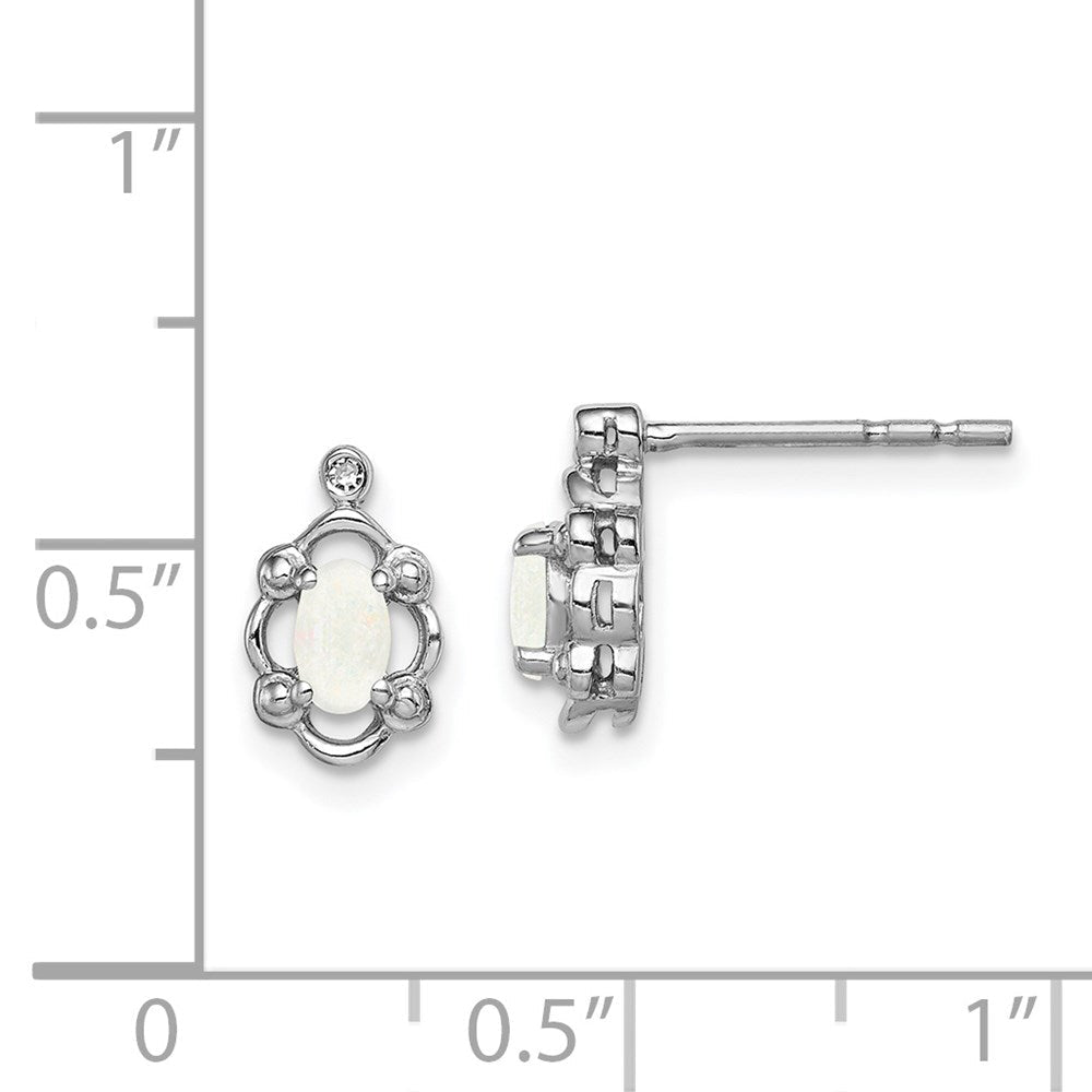 Sterlingsilber Rhodiniert Erzeugt Opal & Diamant. Ohrringe