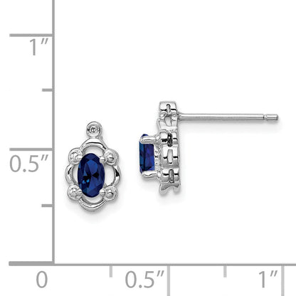 Sterlingsilber Rhodiniert Erzeugt Saphir & Diamant. Ohrringe