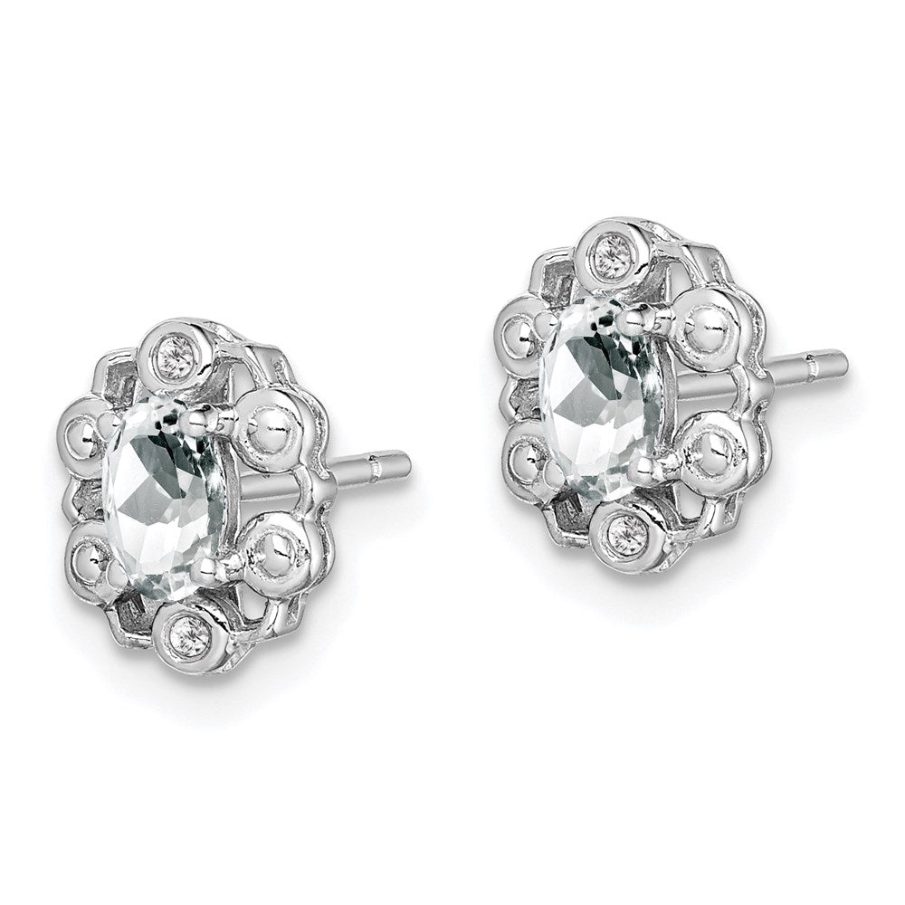 Sterlingsilber Rhodiniert Weiß Topas & Diamant. Ohrringe