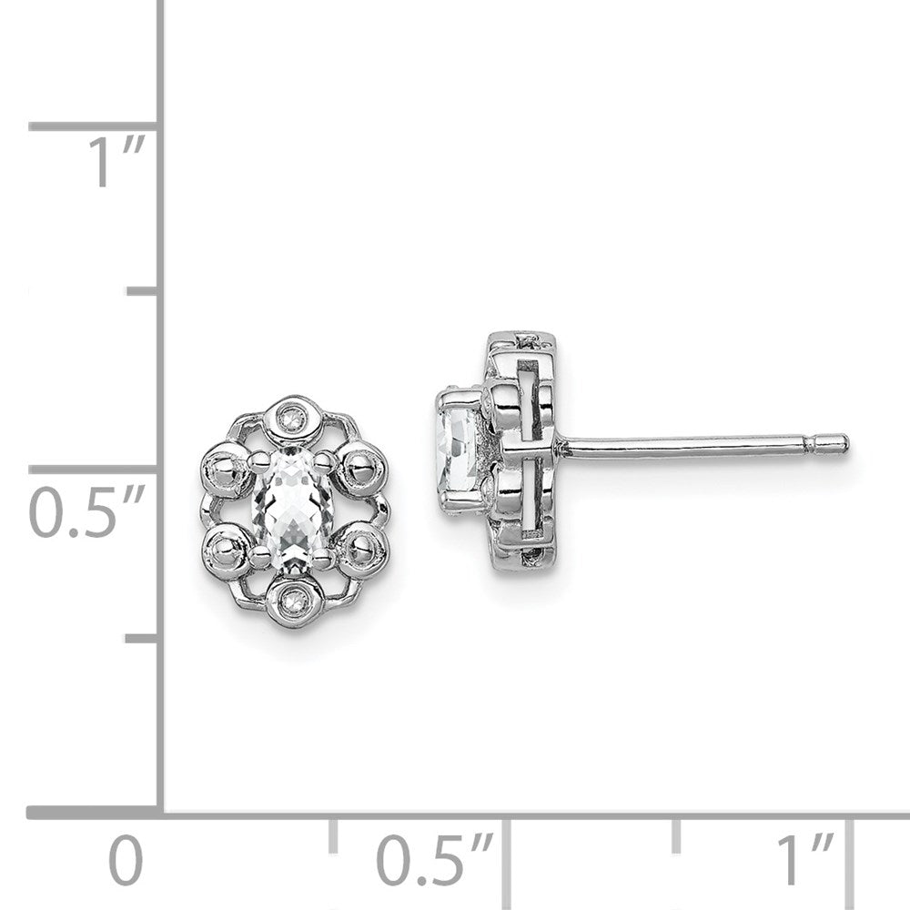 Sterlingsilber Rhodiniert Weiß Topas & Diamant. Ohrringe