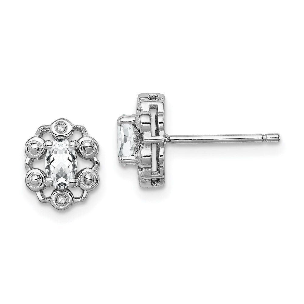Sterlingsilber Rhodiniert Weiß Topas & Diamant. Ohrringe