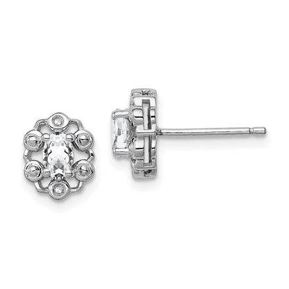 Sterlingsilber Rhodiniert Weiß Topas & Diamant. Ohrringe