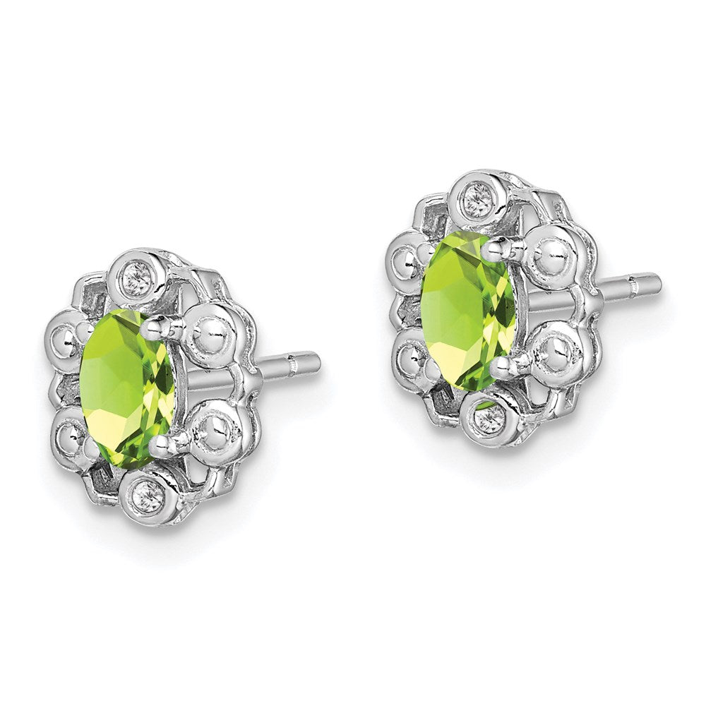 Sterlingsilber Rhodiniert Peridot & Diamant. Ohrringe