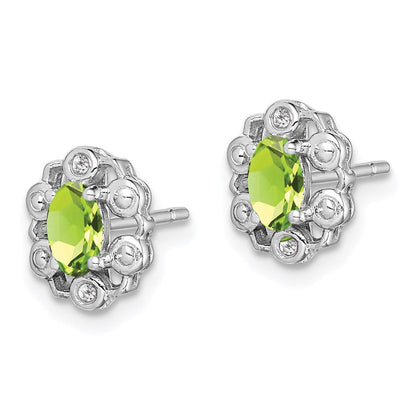 Sterlingsilber Rhodiniert Peridot & Diamant. Ohrringe