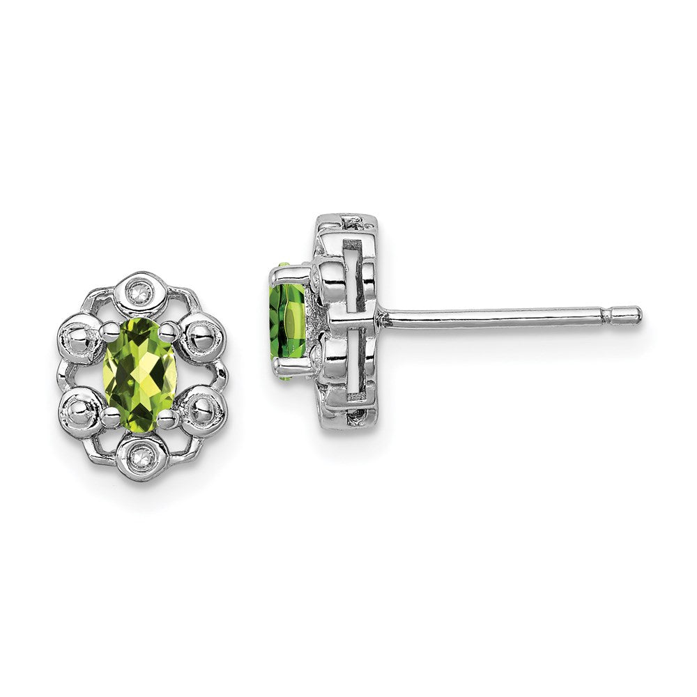 Sterlingsilber Rhodiniert Peridot & Diamant. Ohrringe