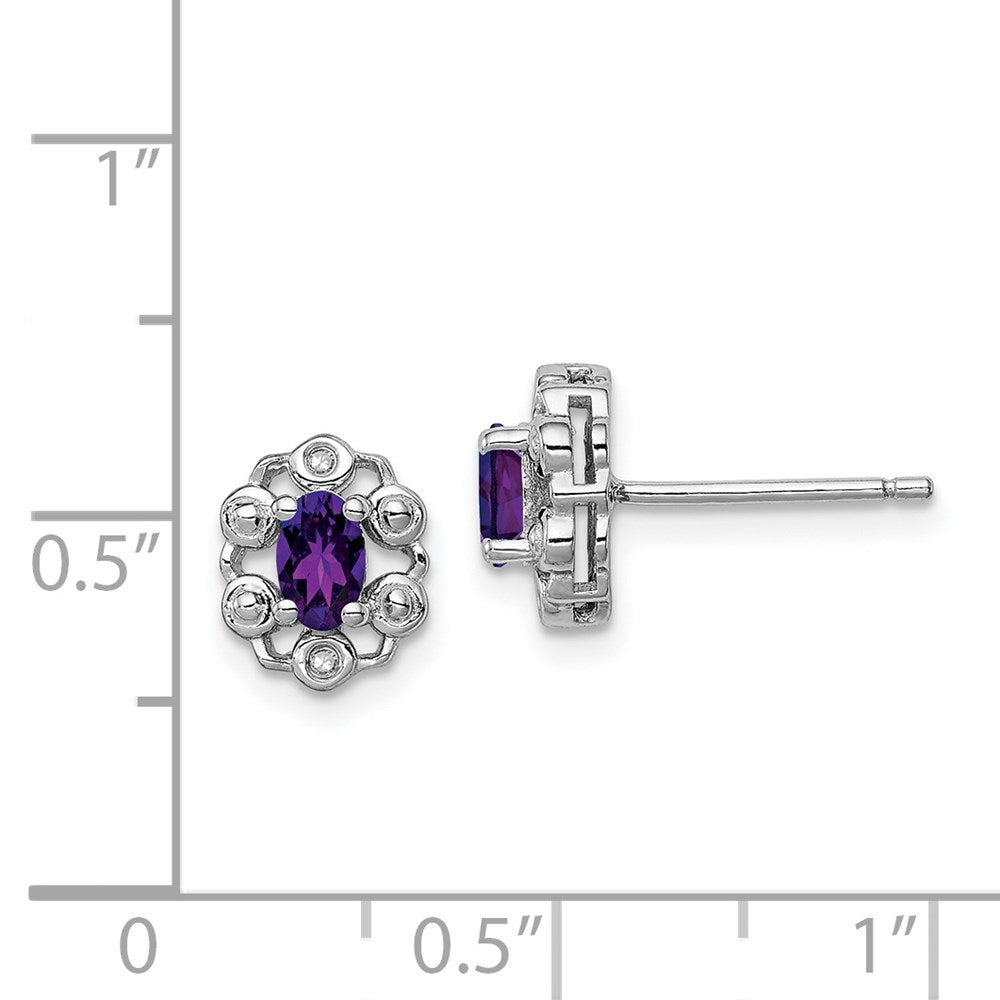 Sterlingsilber Rhodiniert Amethyst & Diamant. Ohrringe