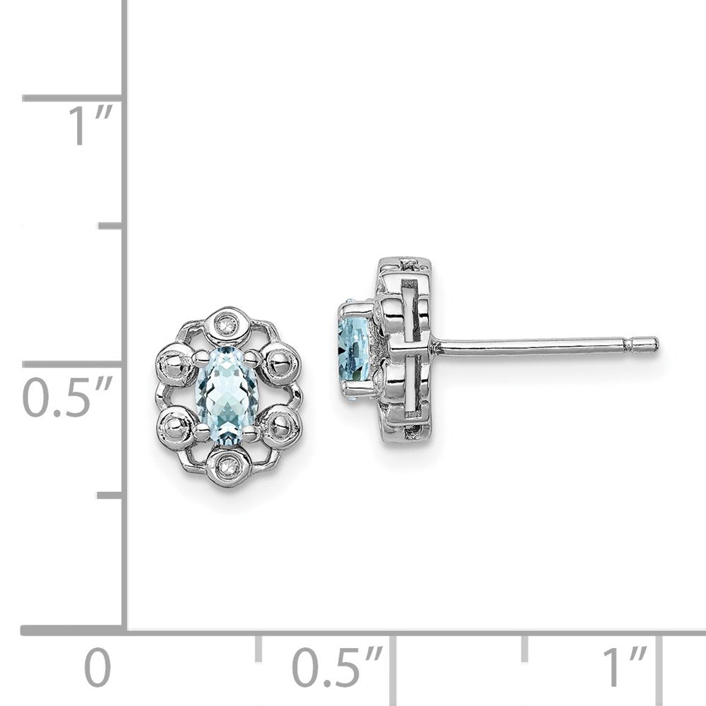 Sterlingsilber Rhodiniert Aquamarin & Diamant. Ohrringe