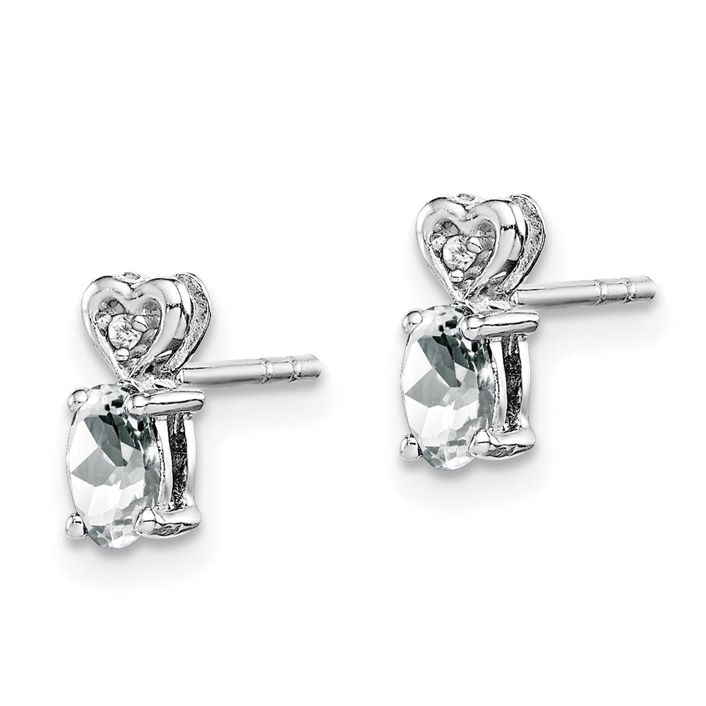 Sterlingsilber Rhodiniert Weiß Topas & Diamant. Ohrringe