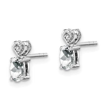 Sterlingsilber Rhodiniert Weiß Topas & Diamant. Ohrringe