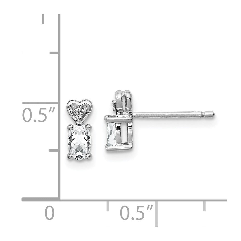 Sterlingsilber Rhodiniert Weiß Topas & Diamant. Ohrringe
