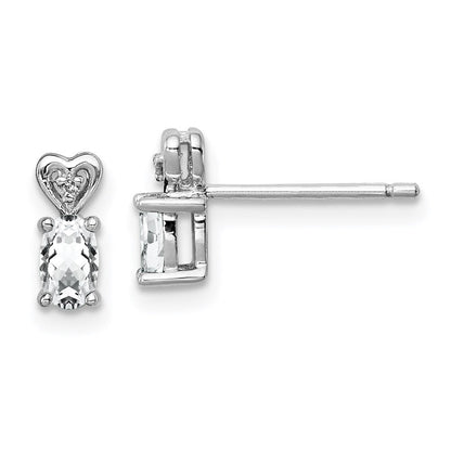 Sterlingsilber Rhodiniert Weiß Topas & Diamant. Ohrringe
