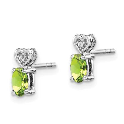 Sterlingsilber Rhodiniert Peridot & Diamant. Ohrringe
