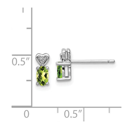 Sterlingsilber Rhodiniert Peridot & Diamant. Ohrringe
