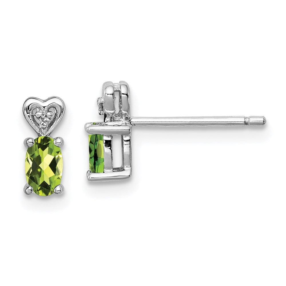 Sterlingsilber Rhodiniert Peridot & Diamant. Ohrringe
