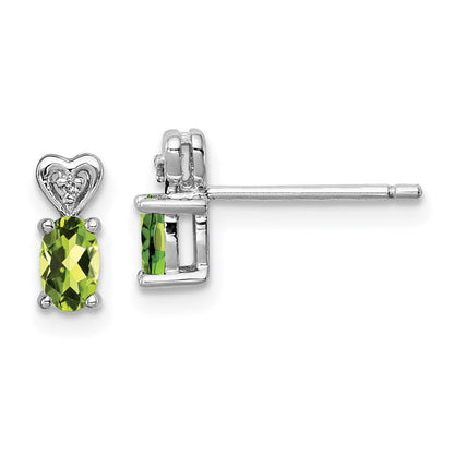 Sterlingsilber Rhodiniert Peridot & Diamant. Ohrringe
