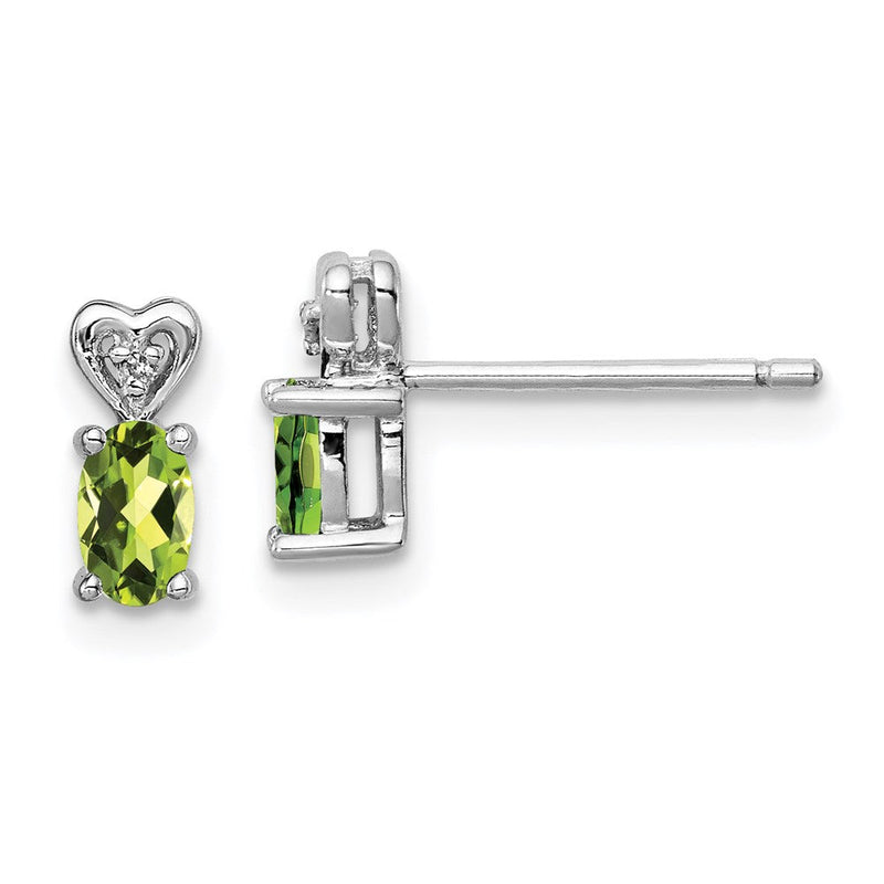 Sterlingsilber Rhodiniert Peridot & Diamant. Ohrringe