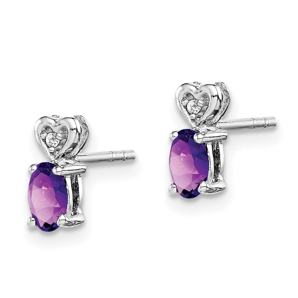 Sterlingsilber Rhodiniert Amethyst & Diamant. Ohrringe