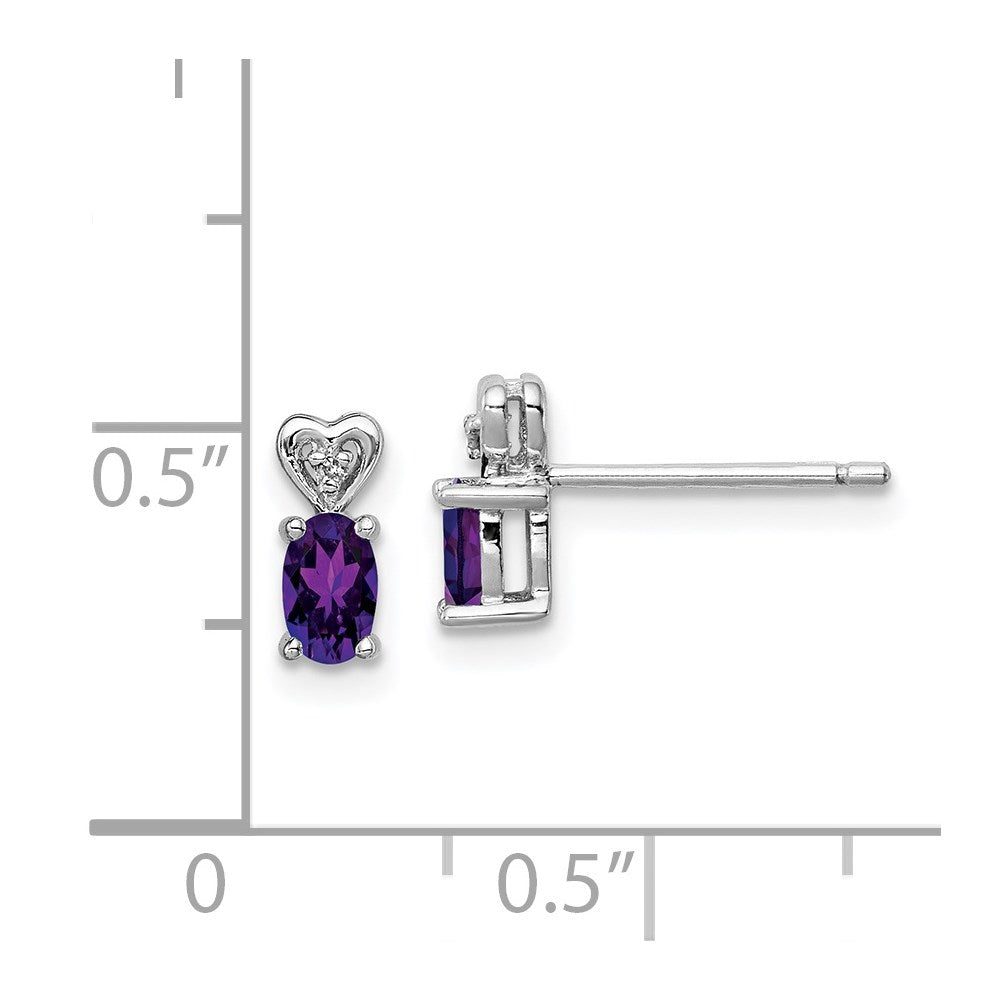 Sterlingsilber Rhodiniert Amethyst & Diamant. Ohrringe