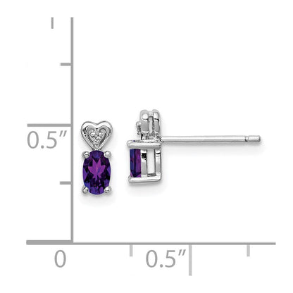 Sterlingsilber Rhodiniert Amethyst & Diamant. Ohrringe
