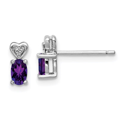 Sterlingsilber Rhodiniert Amethyst & Diamant. Ohrringe