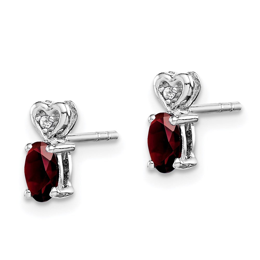 Sterlingsilber Rhodiniert Granat & Diamant. Ohrringe