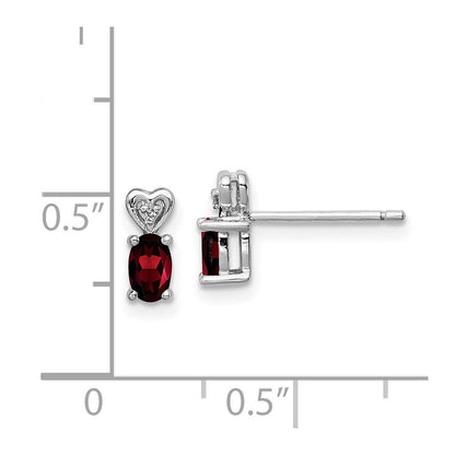 Sterlingsilber Rhodiniert Granat & Diamant. Ohrringe