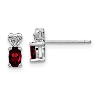 Sterlingsilber Rhodiniert Granat & Diamant. Ohrringe
